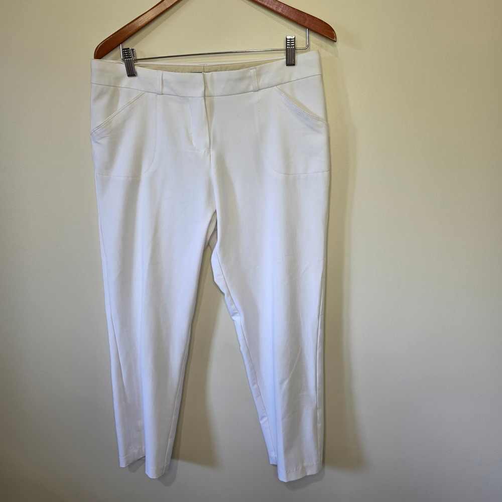 Peter Millar Wicking Performance Pants Women 6 White Stretch Golf Activewear
